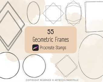 55 Procreate Geometric Frame Brush Stamps (Commercial Use)