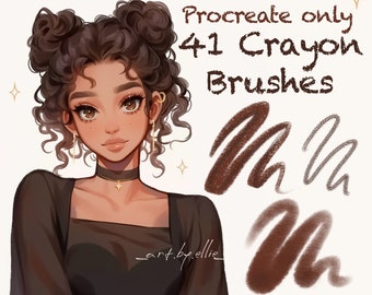 41 Crayon Texture Brushes for Procreate, Portrait Design Brushset