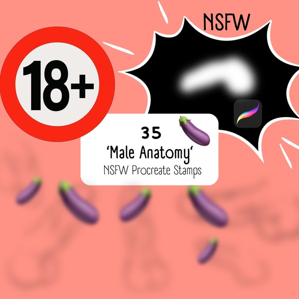 35 Male Anatomy Stamps for Procreate, Male Stamps, Procreate Body Stamps, Procreate Anatomy Stamps, Anime Stamps, Comic, Mature, NSFW Stamps