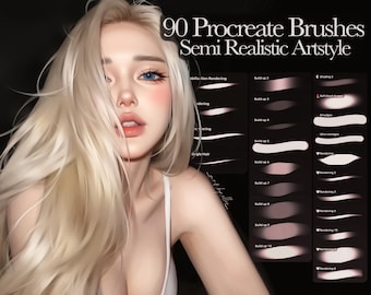 Ensemble d'épingles de style artistique semi-réaliste Procreate, Pinselset Procreate, Pinceaux Procreate, Mal- und Skizzierpinsel
