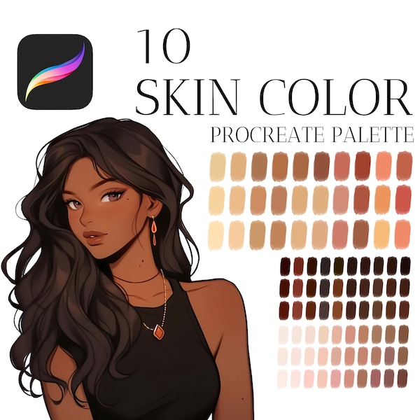 10 Skin Palettes for Procreate, Procreate Skin Palette, Procreate Anime Palette, Skin Color Palette for Procreate, Skin Colors