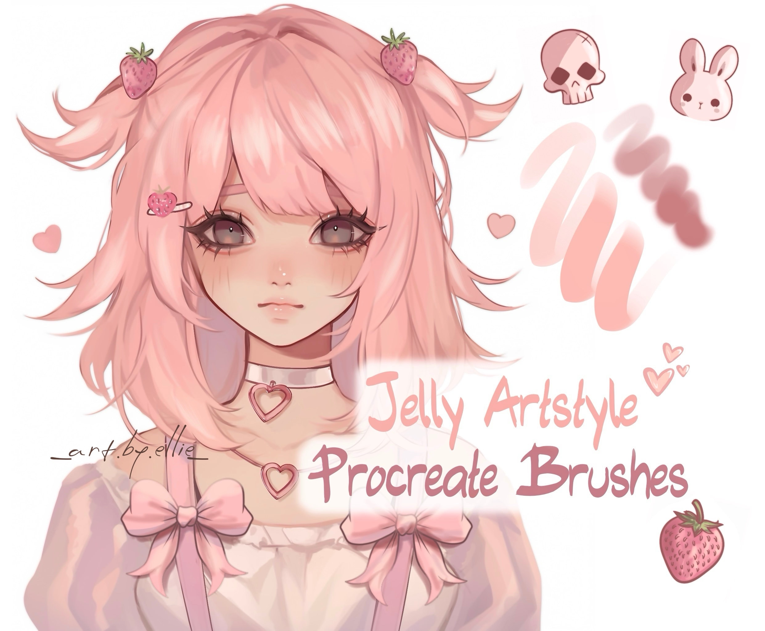 30 pinceles Procreate Jelly Glossy Artstyle + 24 sellos | Set de pinceles para coloreado y render