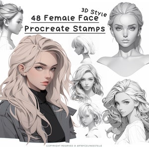 Female Face Stamps for procreate, girl portrait procreate brushset, female anatomy stamps, procreate brushes