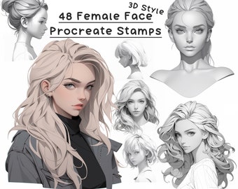 Female Face Stamps for procreate, girl portrait procreate brushset, female anatomy stamps, procreate brushes