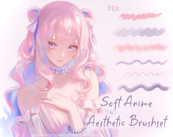 Soft Anime Procreate Brush Set, Manga Style (32 Pinsel)