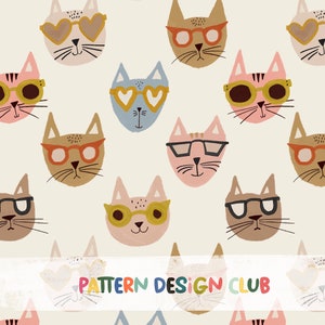 Cats Seamless pattern design file, animal seamless pattern file, cat digital paper, Valentines Cat Seamless Pattern