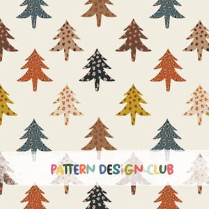 Leopard Print Christmas Tree Seamless Pattern for Commercial Use, Boho Neutral Christmas Pattern, Winter Seamless Repeat Design for Fabric