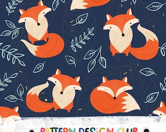Instant Download - Woodland Animal Pattern, Surface Pattern Design, Repeat Seamless Pattern 300 DPI, Fox Digital Paper, Fabric Design