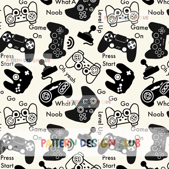 Gamer Seamless Pattern, Seamless Repeat Pattern video game, Boys Seamless File,  Fabric Design Digital Download, Video Game PNG