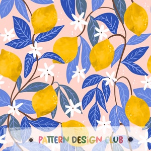 Summer Lemon Lime Seamless Pattern File, Lemon Repeat Pattern Seamless File, Citrus Fruits Digital Design, Food Seamless, Summer Lemon File