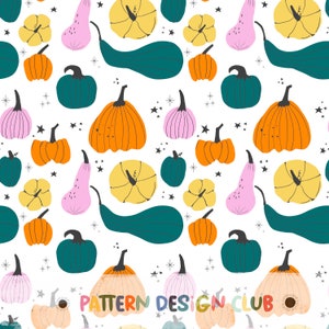 Pumpkin Fall Seamless Pattern for Commercial Use, Seamless Repeat Pattern, Fall Seamless File, Cute Pumpkins Seamless Design