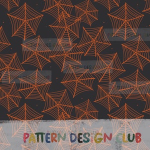 Halloween Seamless Pattern Design Commercial Use, Halloween Kids Cute Seamless Digital File, Fall Seamless Pattern File, Spider web seamless