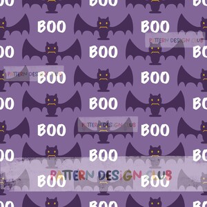Halloween Seamless Pattern for Commercial Use, Halloween Purple Repeat Pattern Design for Fabric Use, Halloween Bats Digital Design