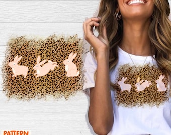 Bunny Leopard stampa Easter Sublimation PNG, Bunny Png, Easter png, Bunny Sublimation, Easter Bunny, Easter Bunny Hopping PNG Transfer