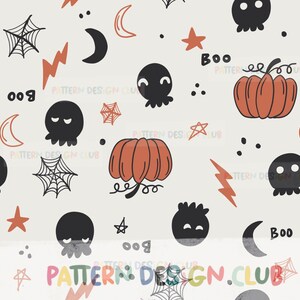 Halloween Seamless Pattern Design Commercial Use,  Pumpkin Seamless Digital File, Fall Seamless File,  Skull Seamless, Spooky Seamless file