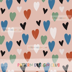 Valentines Seamless Pattern File, Muted Hearts Seamless File Gender Neutral, Love Seamless Pattern Digital Download,