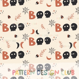 Halloween Seamless Pattern Design Commercial Use, Halloween Kids Cute Seamless Digital File, Fall Seamless Pattern File