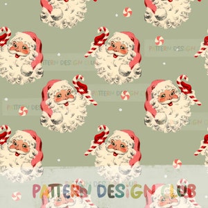 Santa Christmas Seamless Pattern file, Vintage Santa Seamless Digital Pattern, Neutral Vintage Repeat Pattern