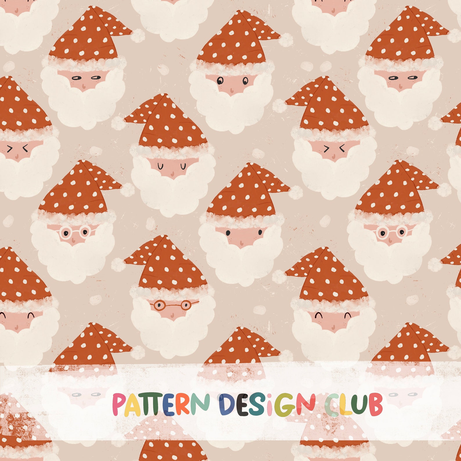 Santa Christmas Seamless Pattern for Commercial Use, Santa Seamless