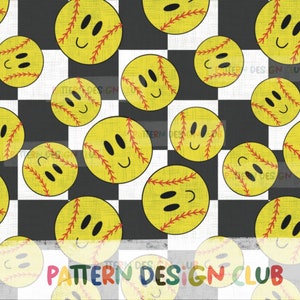 Softball Neutral Seamless Digital Pattern File for Commercial Use, Softball Seamless Pattern, Sports Seamless Pattern, Baseball Seamless
