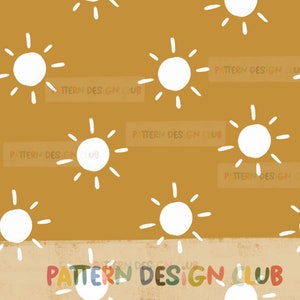 Boho Sun Seamless Pattern Design File, Boho Summer Seamless