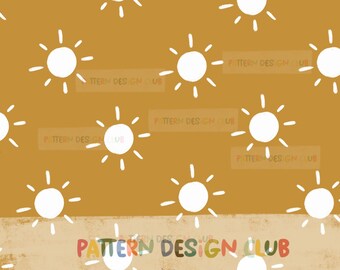 Boho Sun Seamless Pattern Design File, Boho Summer Seamless