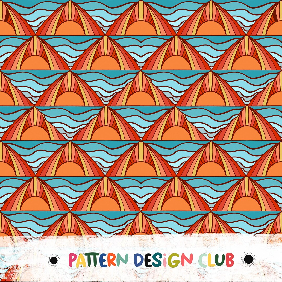 Instant Download Retro Sun Pattern, Surface Pattern Design, Repeat ...