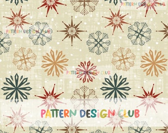 Christmas Snowflakes Seamless Pattern Commercial Use, Christmas Seamless Repeating Pattern File, Seamless Digital Download