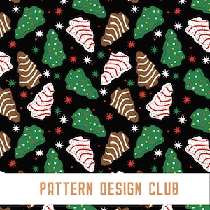 Weihnachtsbaum Kuchen nahtlose digitale Musterdatei, Urlaub Snack Dessert nahtlose Musterdatei