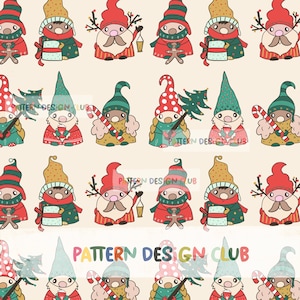 Christmas Seamless Pattern, Christmas Gnome, Winter Seamless Pattern, Christmas Surface Pattern, Seamless Pattern Christmas, Digital File
