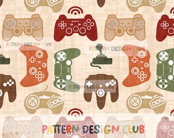 Gamer Seamless Pattern, Seamless Repeat Pattern video game, Boys Seamless File,  Fabric Design Digital Download, Video Game PNG