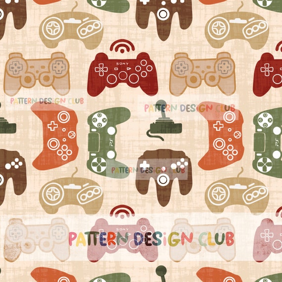 Gamer Seamless Pattern, Seamless Repeat Pattern video game, Boys Seamless File,  Fabric Design Digital Download, Video Game PNG