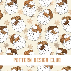 Christmas Black Santa Seamless Pattern Design File Neutral