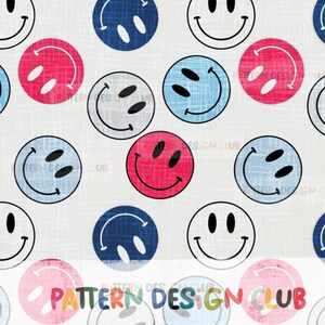 July 4th Smiley Seamless Pattern File, Fourth of July Seamless File, USA Patriotic Seamless, Independence Day Seamless File