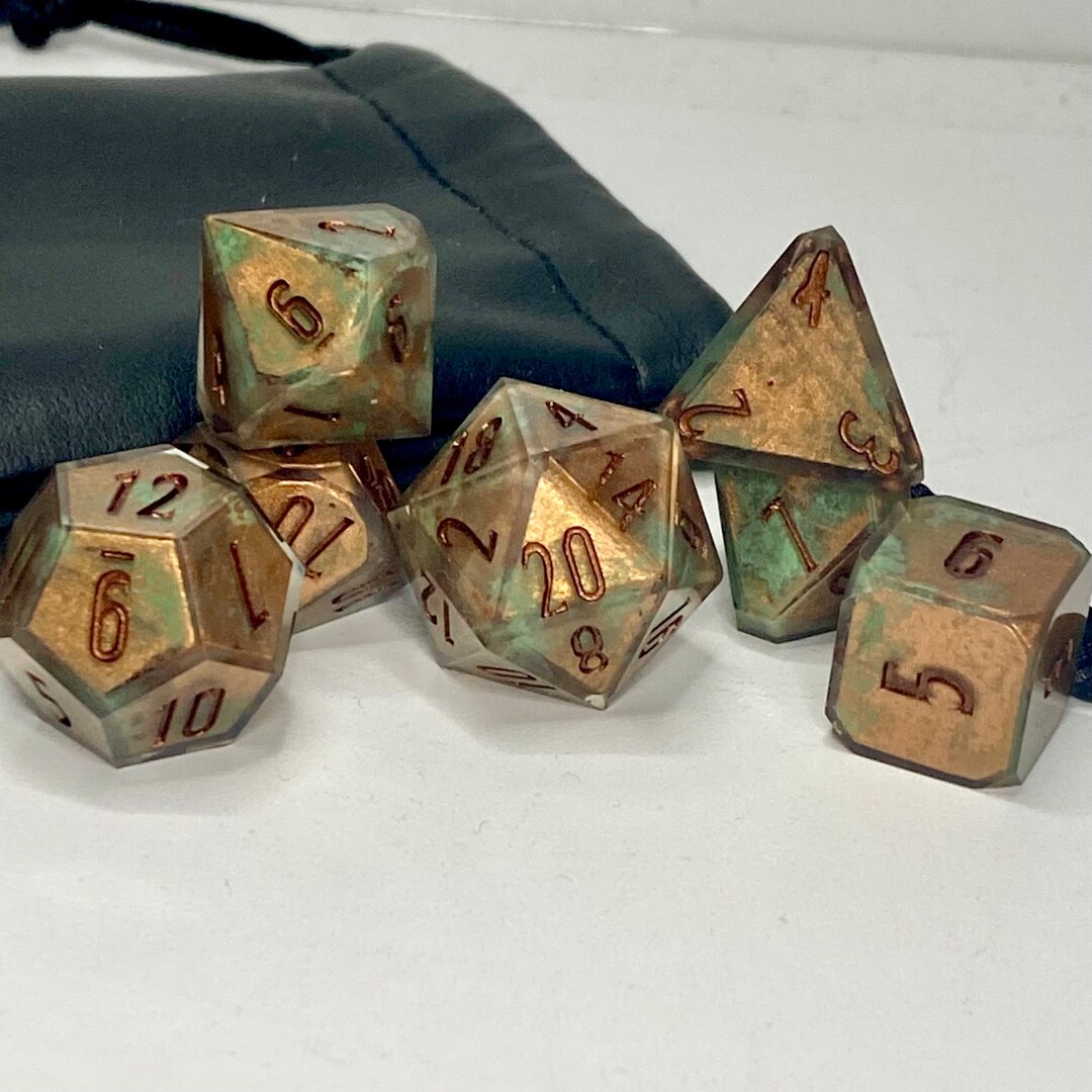 Oxidized Copper 7 Piece Resin Dice Set Etsy