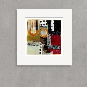Small Abstract Collage Artwork No 2, Original Modern Mixed Media Art (8x8 inches)