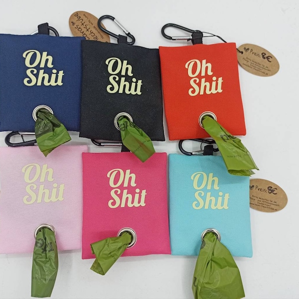 Handgemachte Kotbeuteltaschen/Kotbeutelspender aus Canvas, Hundezubehör, Geschenkidee für Hundebesitzer, Plott "Oh Shit"