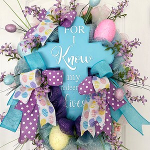 Easter wreath, Religious wreath, Cross wreath, Faith wreath, Easter Decor, Spring wreath, Spring decor, Door decorating, Easter celebration