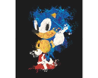 Sonic The Hedgehog Wall Art Print | Game Room Art | Gift For Gamer | Kids Room Poster Print | Retro Video Game Decor