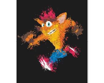 Crash Bandicoot Wand Kunstdruck | Spielzimmer Kunst | Geschenk für Gamer | Retro Gaming Poster Print | Einzigartiges Videospiel Dekor