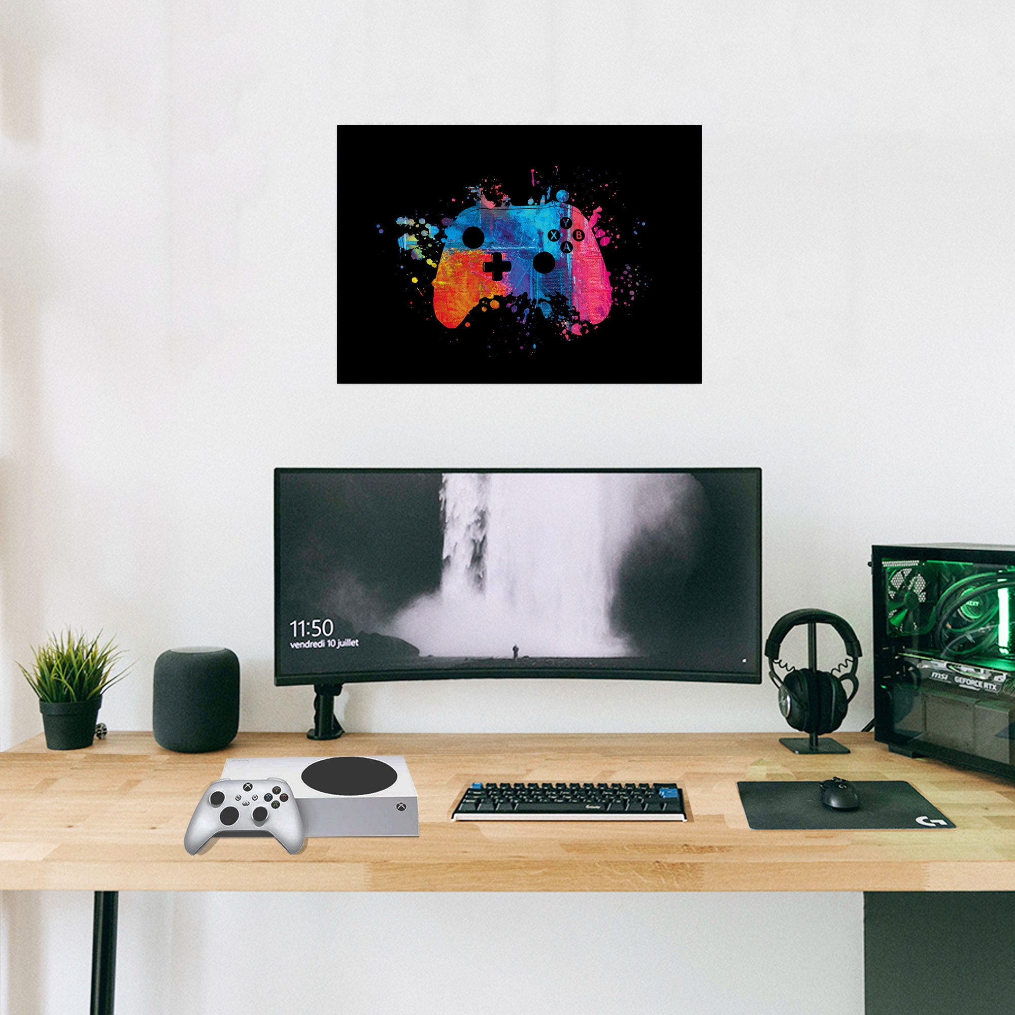 Xbox Controller Wall Art Print | Colorful Splatter Art | Game Room Art ...