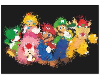 Poster di Mario Bros / Regalo per la stanza dei ragazzi / Arte della sala giochi / Regalo per il giocatore / Poster di Luigi / Stampa di Mario / Arredamento di gioco retrò