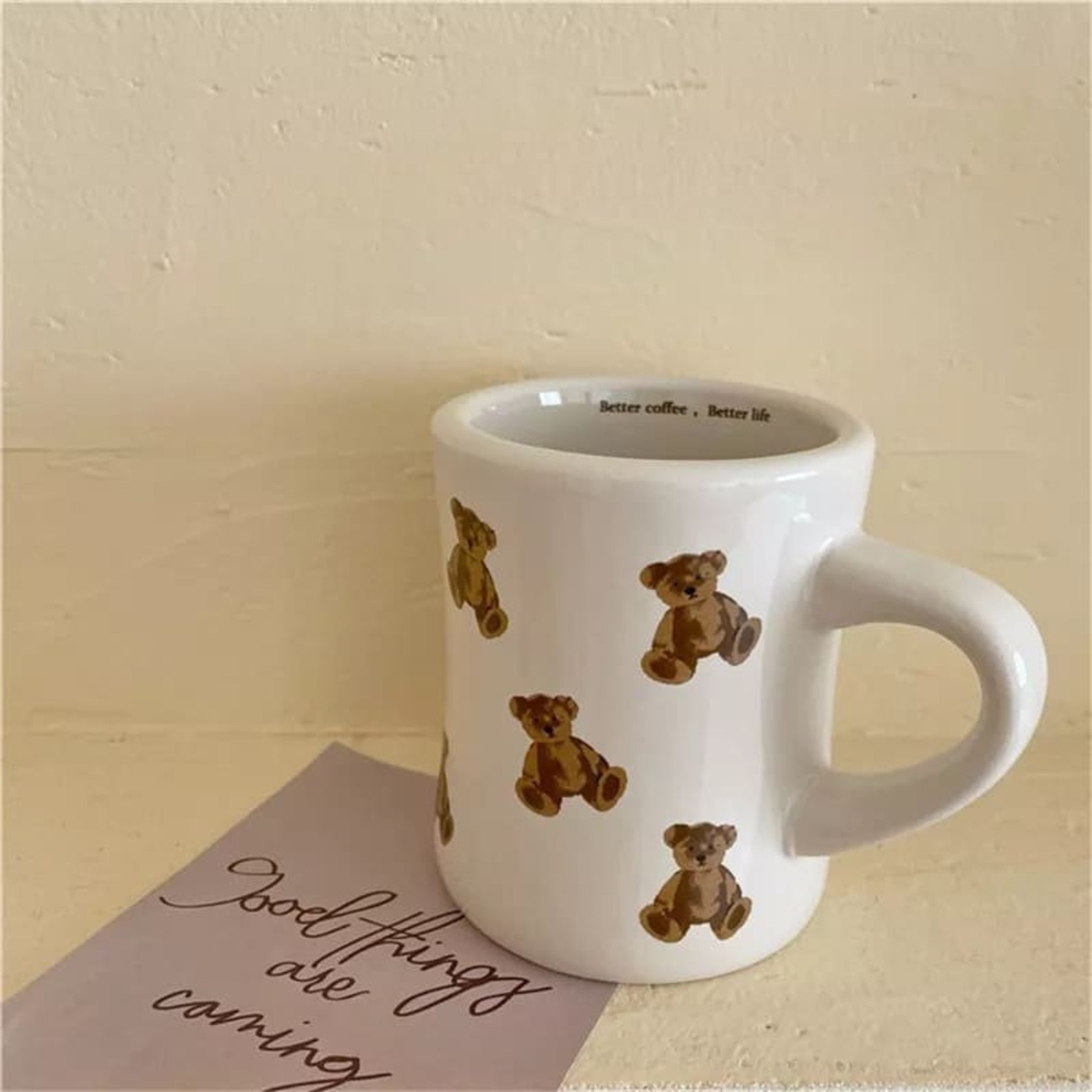 Teddy Bear Mug Ceramic Handmade Coffee Mug Bear Gifts Etsy