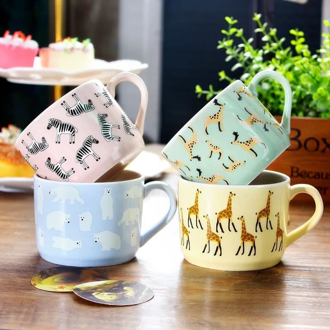 Cute Animal Print Mug Pottery Mug Ceramic Coffee Mug Etsy