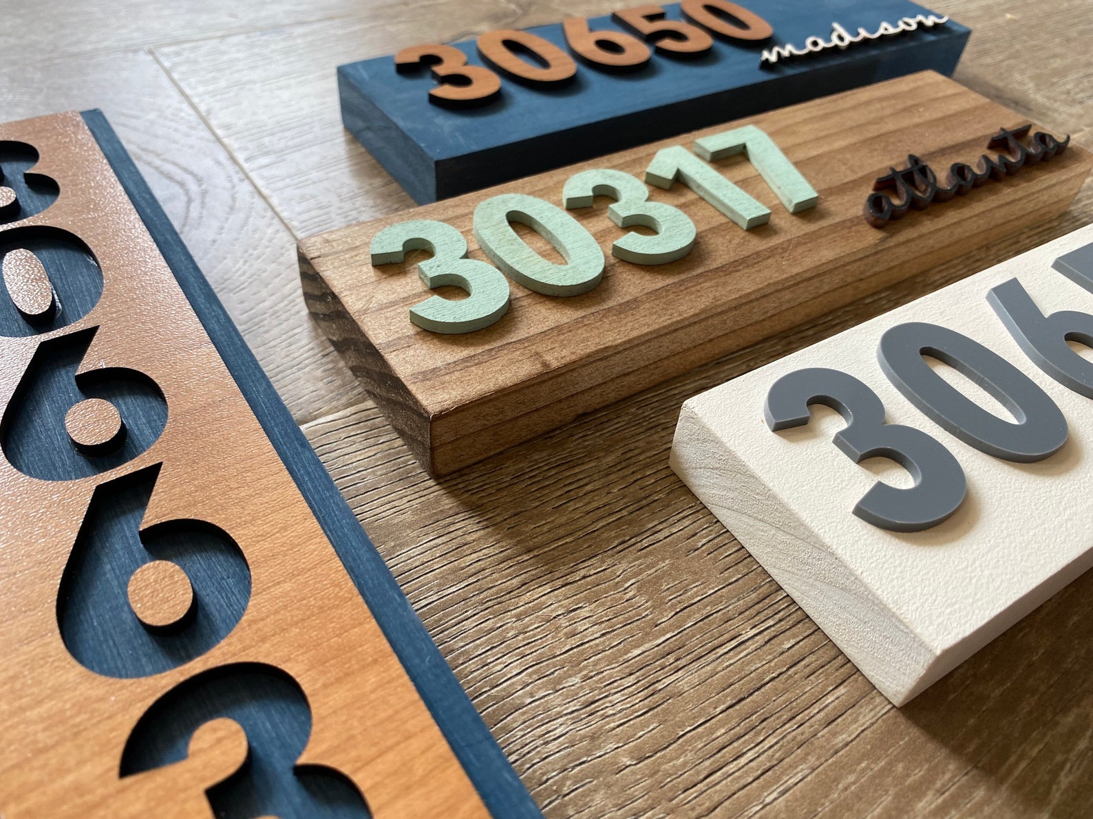Zip Code Sign in a Variety of Colors: Hand Painted, City Wood Decor - Etsy