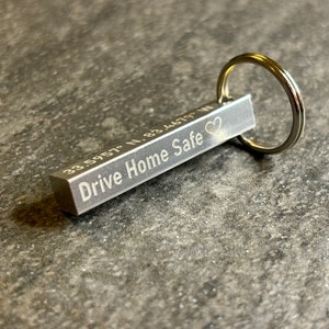 Custom Engraved Aluminum Keychain: Personalized 4-Sided Bar