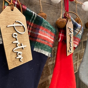 Christmas Stocking Name Tag, Personalized stocking tag, Wooden stocking tag, Custom Gift tag, Christmas decoration, Nametag for stockings