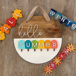 Seasons interchangeable door sign, Hello season door sign, Change out seasons, Summer door hanger, welcome door sign, seasons door sign