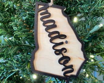Georgia Christmas Ornament, Georgia City Christmas Ornament, State of Georgia Christmas Ornament, Custom City Ornament, personalized Georgia