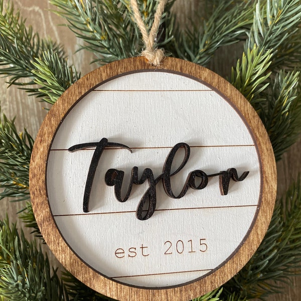 Personalized Christmas Ornament! Personalized last name farmhouse style Christmas ornament, Custom Christmas ornament, Christmas decoration